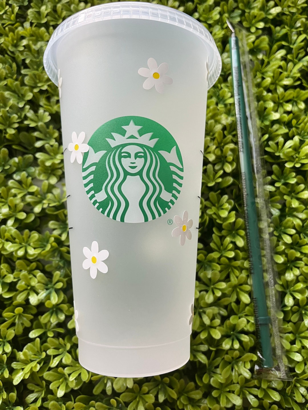 Starbucks Cold Cup 24 Oz White Flowers Plastic Starbucks Etsy