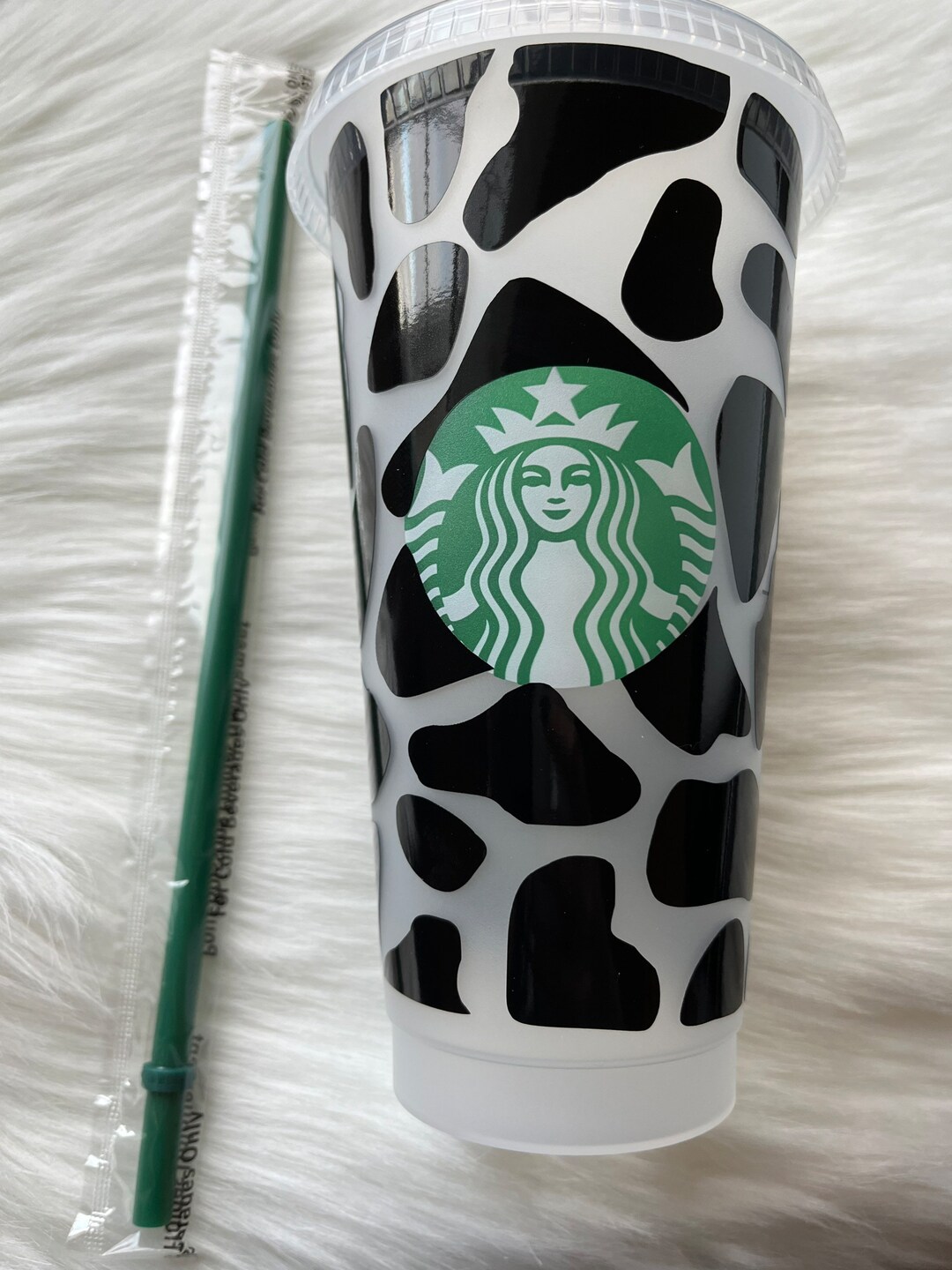 Starbucks Cold Cup 24 Oz Cow Print Plastic Starbucks Cup Black Cow