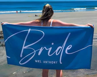 Bride Custom Beach Towel, Personalized Mrs. Name Beach Towel, Personalized Beach Towel, Honeymoon/Bachelorette Trip, Bridal Shower Gift
