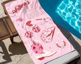 Last Rodeo Bachelorette Towel, Custom Bride and Bridesmaids Towels, Cowgirl Beach Towel, Last Disco Beach Towel, Western Theme Bachelorette
