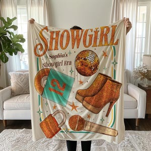 Custom Showgirl Blanket, Personalized Name Throw, Tour & Concert Blanket, Fan Gift, Movie Night Blanket, Christmas Gift for Her