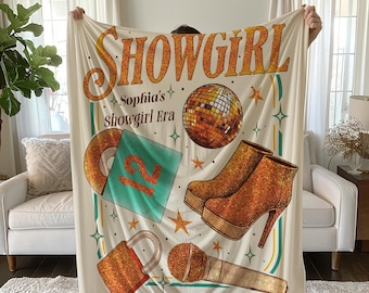 Custom Showgirl Blanket, Personalized Name Throw, Tour & Concert Blanket, Fan Gift, Movie Night Blanket, Christmas Gift for Her