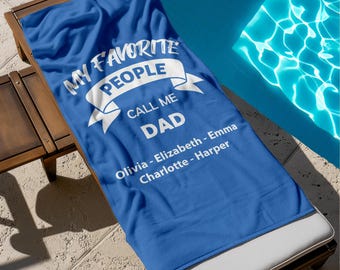 Custom Father's Day Beach Towel, Beach Towel For Dad, Summer Gift for Dad, Personalized Beach Towel, Anniversary Gift, Papa's Gift