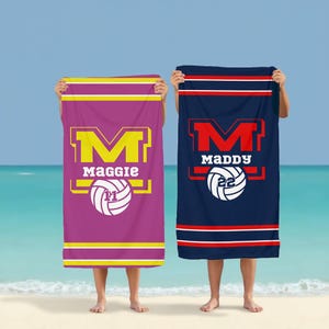 Custom Volleyball Team Towel, Personalized Team Gift, Graduation Gift, Sport Beach Towel, Custom Pool Towel, Birthday Gift, Vacation Gift