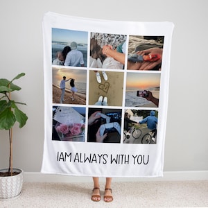 Custom Photo Blanket Collage with Text,Memorial Birthday Anniversary Gift,Personalized Picture Blanket, Couple Friend Gift,Christmas Grandpa