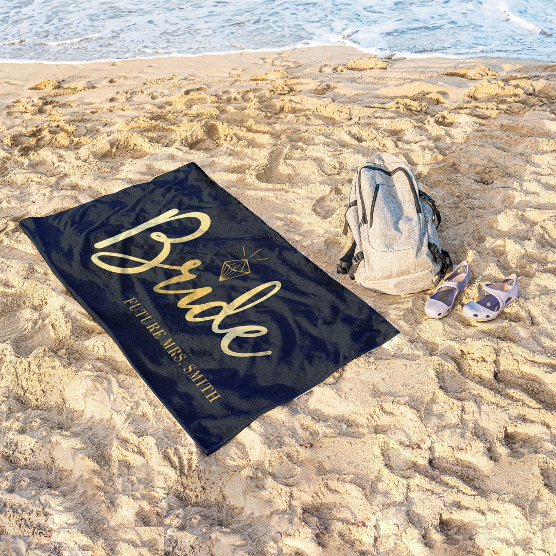 Bride Custom Beach Towel, Personalized Beach Towel, Custom Beach Towel, Bachelorette Bride Beach