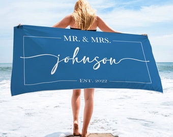 Mr. and Mrs. Custom Beach Towel, Bride Beach Towel, Personalized Beach Towel, Custom Beach Towel,Bachelorette Bride Beach Towel