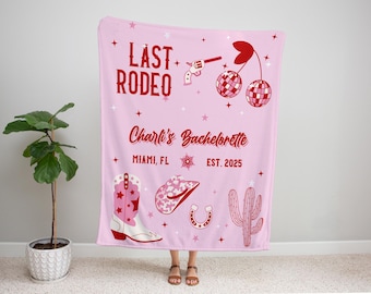 Last Rodeo Bachelorette Blanket, Personalized Name, Cozy Sherpa Throw, Western Cowgirl Vibes, Bride Party Gift, Custom Keepsake