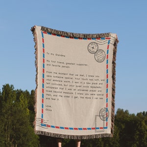 Personalized Letter Woven Blanket, Handwritten Style Fringed Quilt, Christmas Gift For Mom/Dad, Grandma Keepsake Gift, Love Letter,