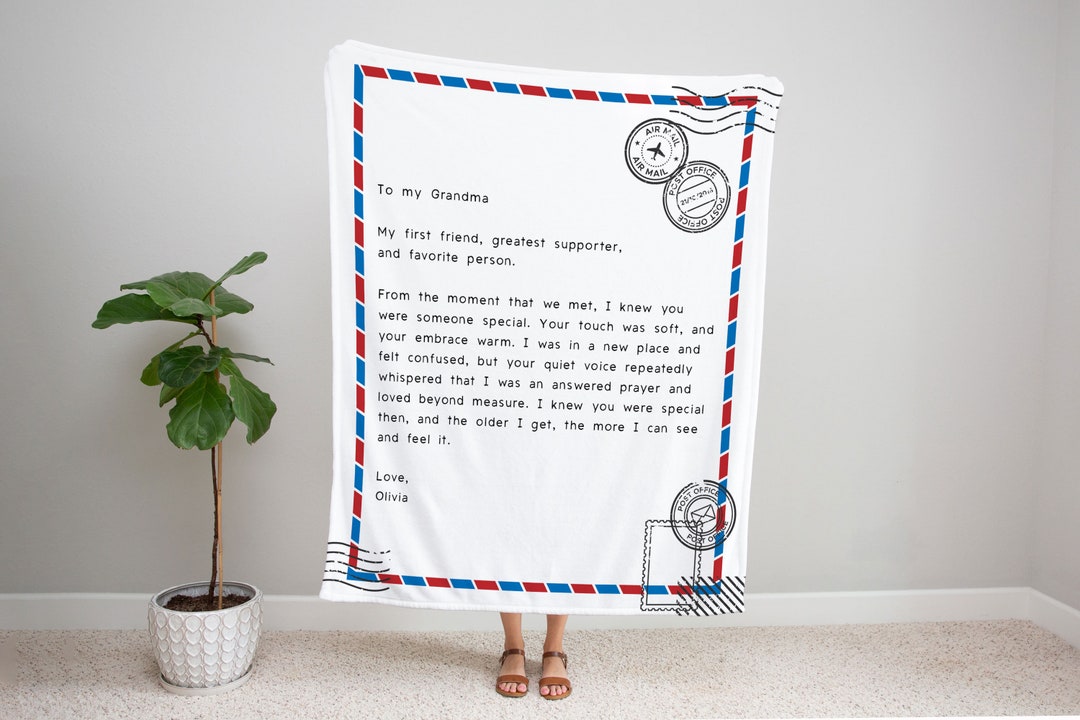 Personalized Letter Blanket, Handwritten Style Couch Throw, Gift for
