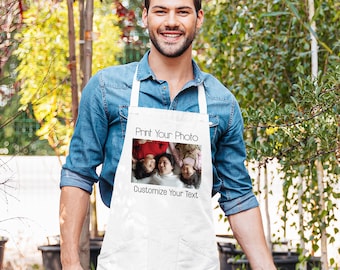 Custom Photo Apron, Personalized Faces Apron for Women and Men, Funny Kitchen Apron, Personalized Kitchen Custom Picture Chef Gift
