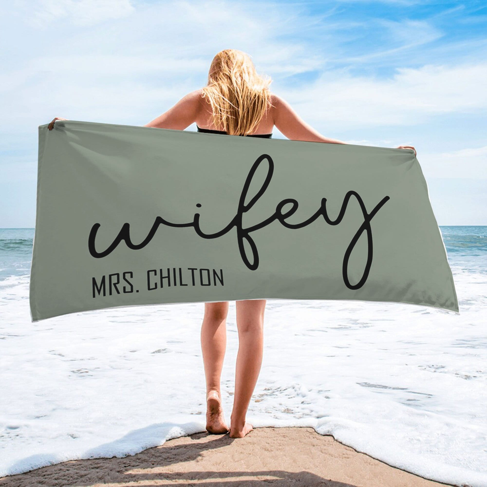 Wifey Hubby Custom Beach Towel Bride Beach Towel Etsy