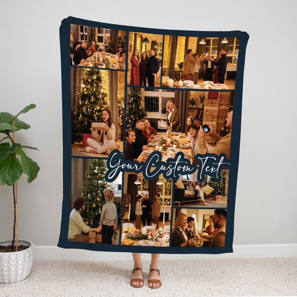 Custom Layout Photo Collage Blanket, Custom Picture Blanket, Christmas Gift, Gift For Mom, Gift For Dad, Gift For Girlfriend Boyfriend