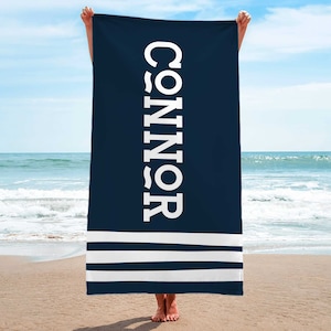 Sailor Beach Towel, Personalized Beach Towel, Birthday Vacation Gift, Beach House Decor, Kids Towels, Custom Towel, Holiday Trip Gift