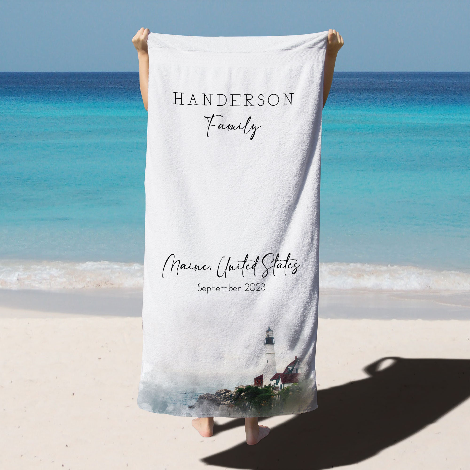 Custom Destination Vacation Beach Towels, Personalized Beach House Towel, Family Trip, Bachelorette Trip, Honeymoon Gift, Keepsake Gift