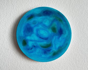 Blauwe stroom: origineel 10 x 10 oliepastel abstract schilderij | Blauwe kustmuurkunst