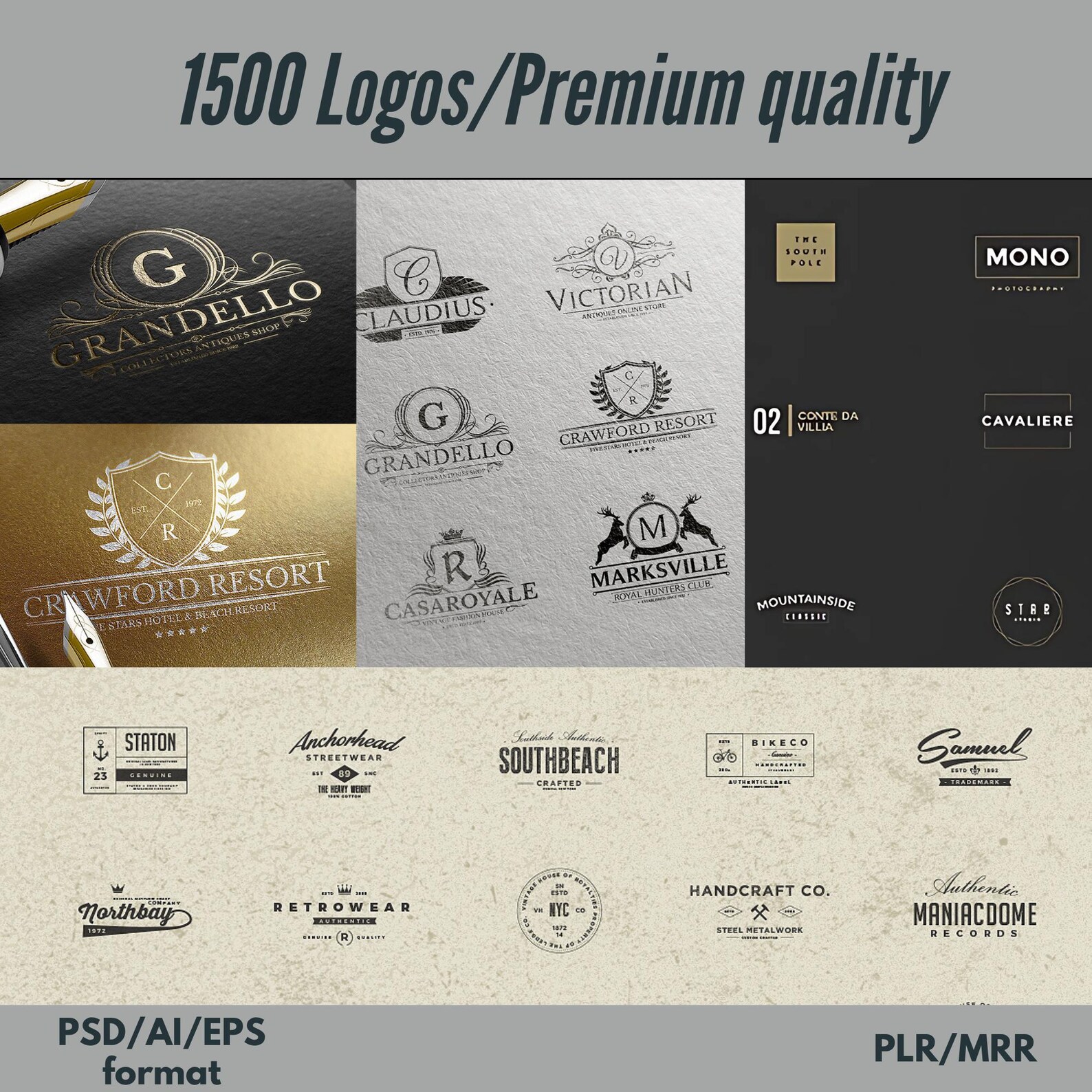 1500+ Logo Bundle With PLR & MRR Rights – Editable Business and ...