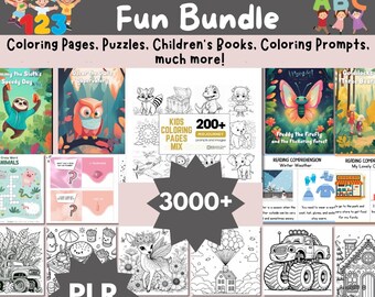 Children's Fun Activity Bundle – Coloring Pages, Puzzles (PLR)