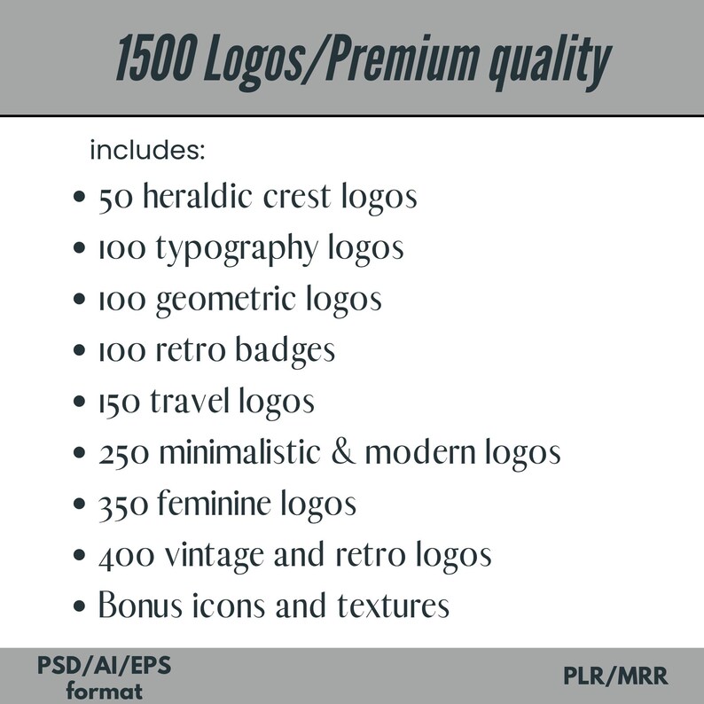 1500+ Logo Bundle With PLR & MRR Rights – Editable Business and ...
