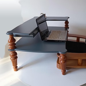 Wooden Floor Laptop Desk: Portable Home Office Workstation