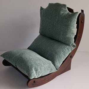 Floor chair, complete with cushion; fabric and wood color can be customized. image 14