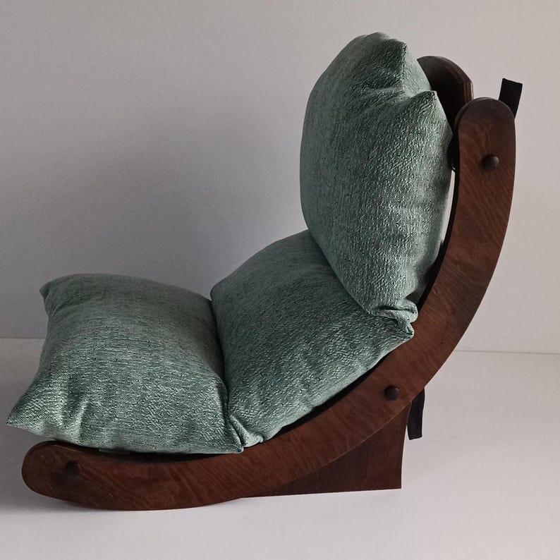 Floor chair, complete with cushion; fabric and wood color can be customized. image 15