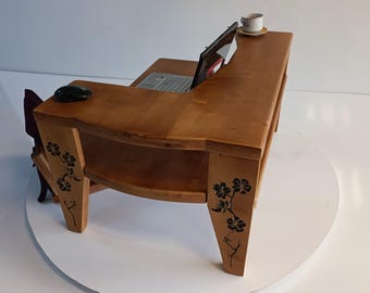 draagbaar houten bureau, laag bureau, laptopstandaard, tatami voor kantoor aan huis, thuiswerken cadeau, mobiel werkstation, MacBook-standaard