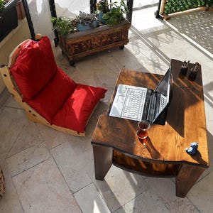 Floor chair, complete with cushion; fabric and wood color can be customized. image 8