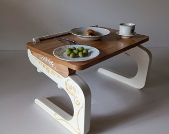 Customizable Bed Tray Table: Wooden Folding Laptop Desk
