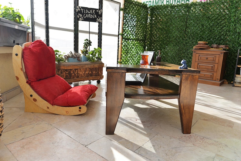 Floor chair, complete with cushion; fabric and wood color can be customized. image 11
