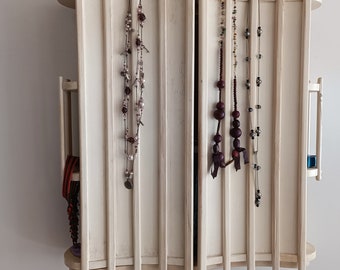 Wall Mounted Wooden Jewelry Cabinet – Mirrored, Personalized Color Options, Functional Jewelry Organizer