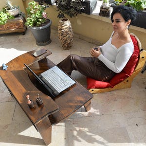 Floor chair, complete with cushion; fabric and wood color can be customized. image 9