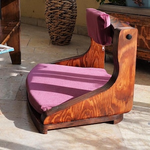 wooden Floor Chair with Round Back & Cushions
