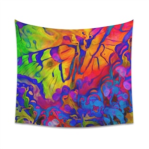 Psychedelic Butterfly Home Decor Tapestry