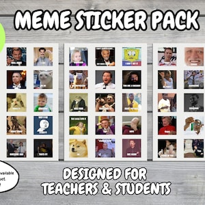 Printable Meme Sticker Pack for Teachers and Students Print at Home Printable Meme Sticker Pack for Teachers and Students Print at Home