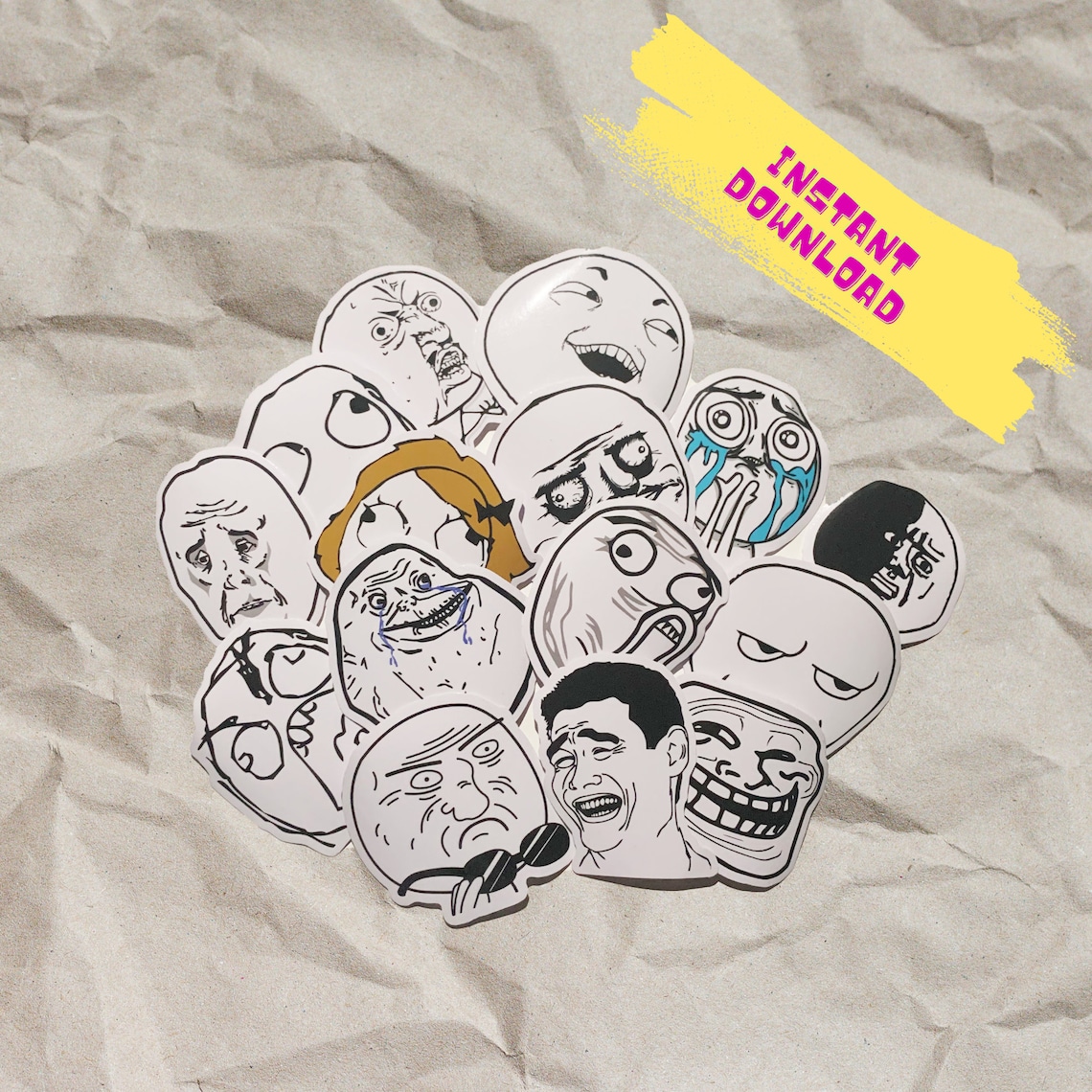 Printable Meme Stickers Printable Sheet 15 Ragefaces Etsy
