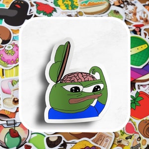 Pepe Scratching Brain Sticker, Humorous Vinyl Decal for Laptops, Phones, and Water Bottles