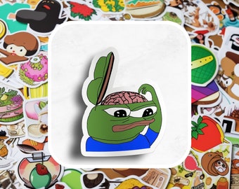 Pepe Scratching Brain Sticker, Humorous Vinyl Decal for Laptops, Phones, and Water Bottles