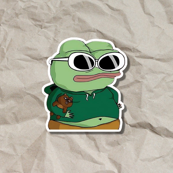 Pepe Cool Pepo Young Meme Sticker, Humorous Vinyl Decal for Laptops, Phones, and Water Bottles, Baby Pepe the Frog