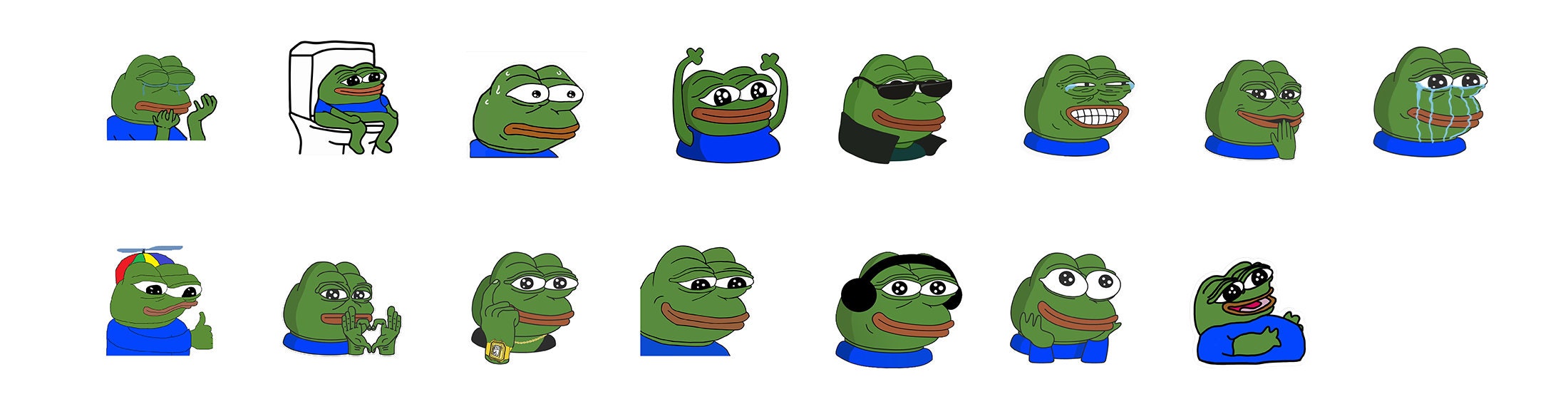 Pepe Meme Stickers – Pack Of 15, Easy Peel Off, PVC/Vinyl, Multicolor