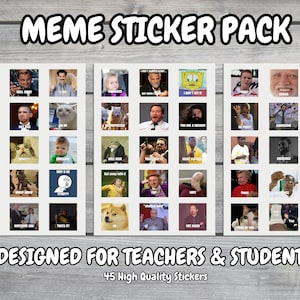 Paquete de pegatinas de memes | Paquete de 45 pegatinas | para profesores, alumnos y estudiantes | Inspirar, motivar, decorar | Impresiones de alta calidad