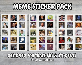 Meme Sticker Pack | 45 Sticker Bundle | für Lehrer, Schüler und Studenten | Inspire, Motivate, Decorate | High-Quality Prints