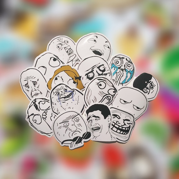 Meme Sticker Pack Ragefaces / Aufkleber - 15 Stück - Leicht abziehbar - PVC/Vinyl