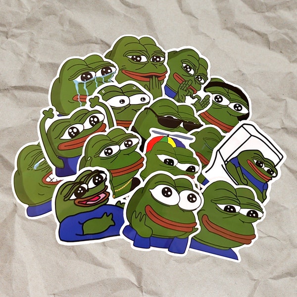 Pepe Meme Sticker / Aufkleber - 15 Stück - Leicht abziehbar - PVC/Vinyl