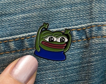 Pepe Meme Pin | Pepe Hype lève la main | Pin's en émail avec fermeture