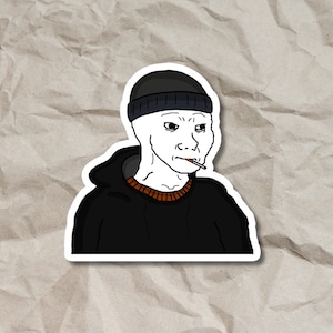 Wojak Doomer Meme pegatina, Wojak Meme, calcomanía de vinilo humorística para computadoras portátiles, teléfonos y botellas de agua, divertida pegatina de meme de Internet