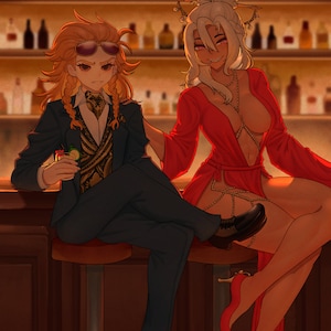 Volledige afbeelding in anime-stijl met achtergrond
