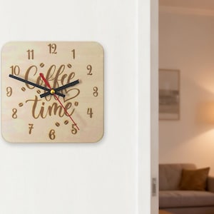 Wooden Wall Clock to kitchen, coffee time