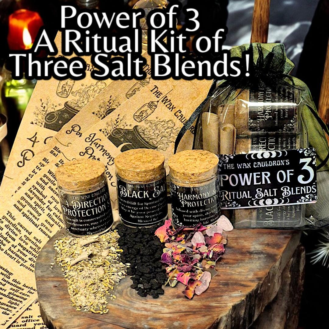 Hyper Salt Kit Power of 3 Protection Salt Kit- 3 Blends/ Alter Supplies/ Ritual Use ...