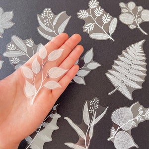 20pcs pegatinas de vinilo de relleno de resina de hoja blanca para posavasos de resina / pegatinas de hojas transparentes para planificadores o suministros artesanales de scrapbooking
